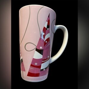 Starbucks Coffee 2004 Pink Holiday Christmas Tree Tall Ceramic Mug Cup 16 oz EUC